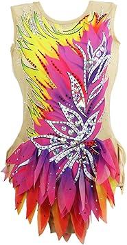 Amazon 新体操レオタード女性の女の子のダンスパフォーマンス競技衣装ノースリーブ高弾性手作りラインストーン Kmgjc ウェア