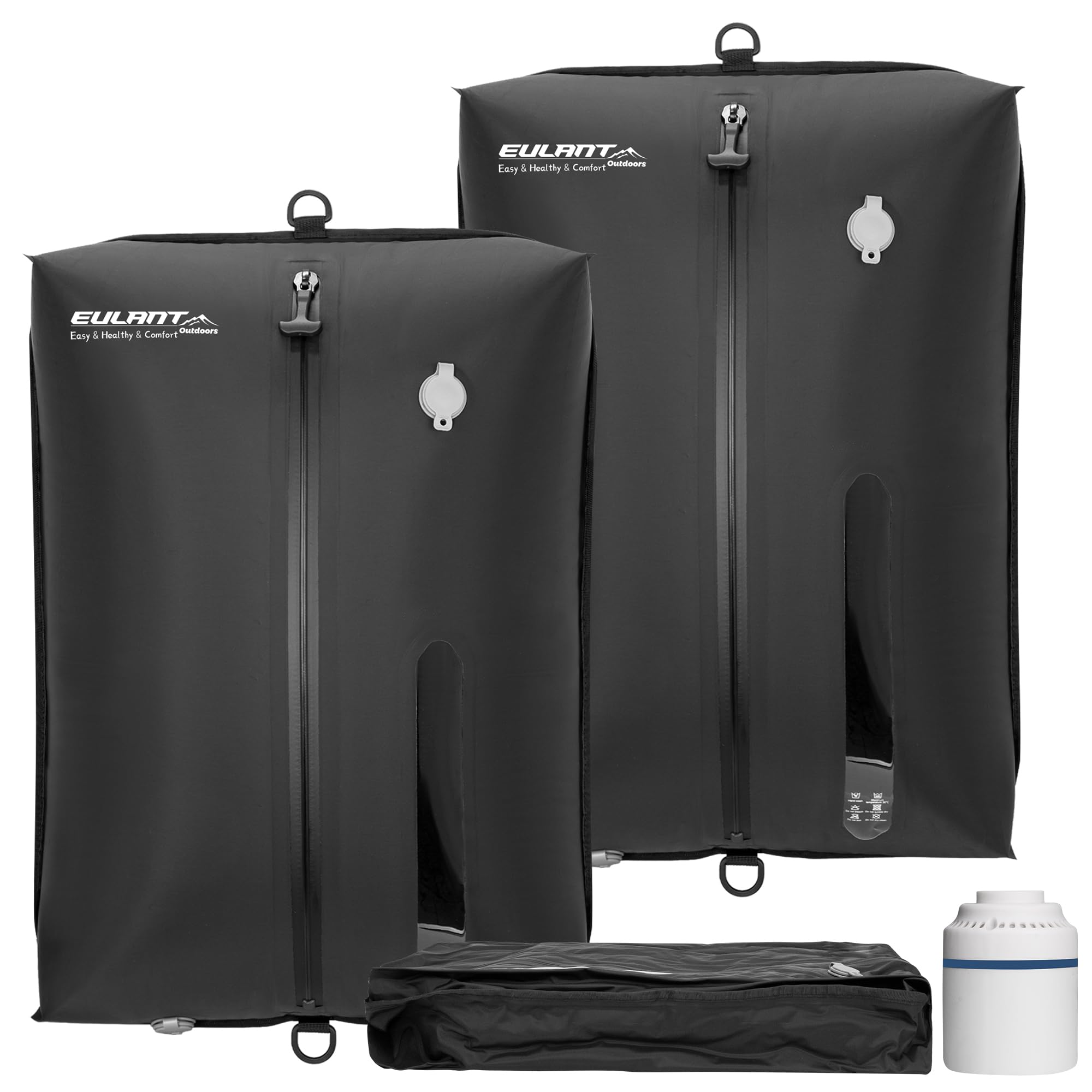 EULANT Wasserdicht Vakuumbeutel für Reisen mit Pumpe, Wiederverwendbare Kompressionsbeutel für Koffer/Gepäck/Rucksack, Vakuumversiegelungsbeutel mit IPX8 Luftdichtem Reißverschluss, Schwarz*2