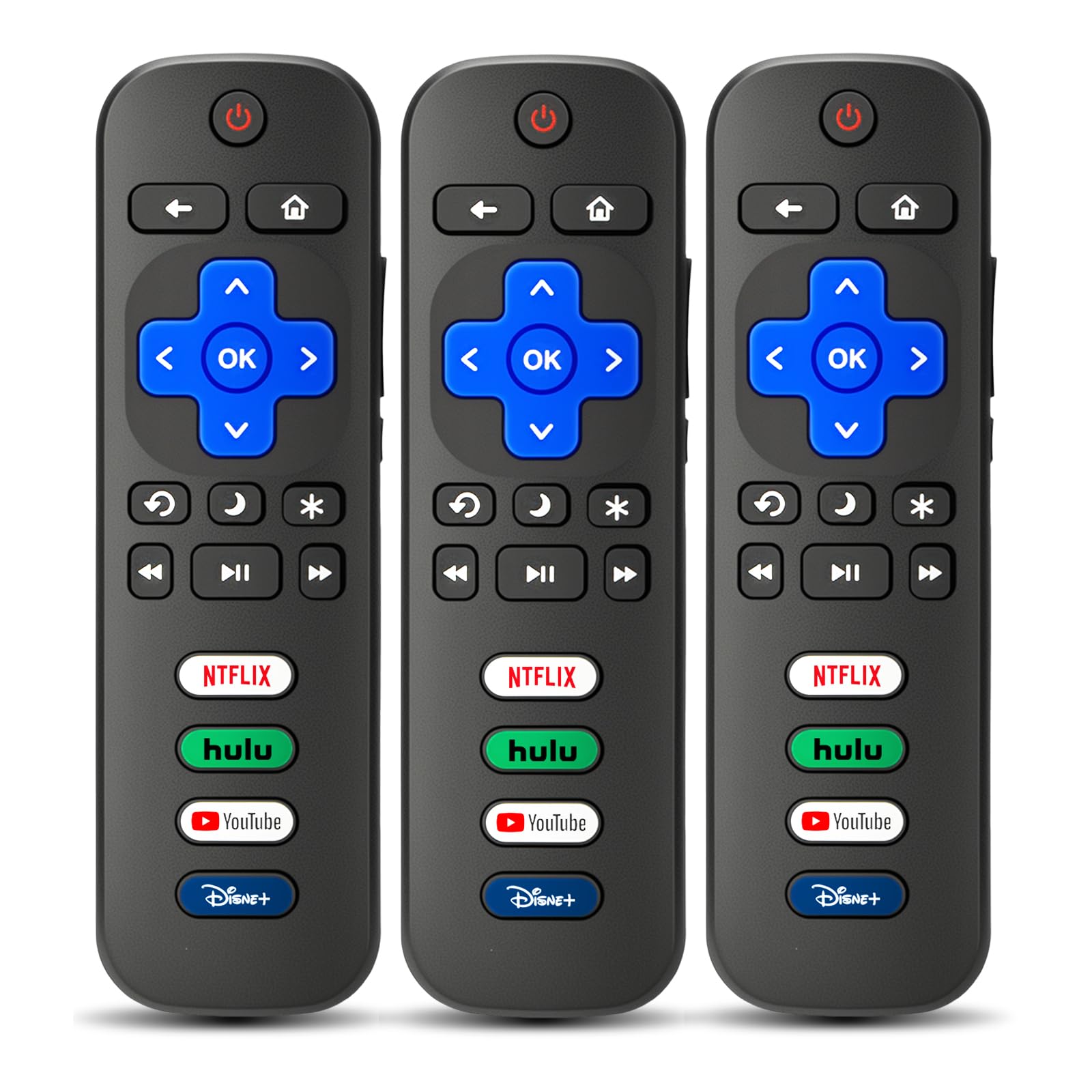3-Pack Replacement Remote for Roku TV, Compatible with TCL/Onn/Hisense Roku TVs, No Setup Required, 1-Year Warranty