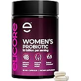 ELICORE Probiotics for Women 50 Billion CFU - Lactobacillus for Digestive & Vaginal Health - Non-GMO, Gluten-Free Blend with MAKTREK Bi-Pass Technology - Vaginal Probiotics - 60 Veg Capsules