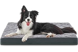 INVENHO Dog Beds for Large Dogs, Large Orthopedic Dog Bed with Removable Washable Cover, Egg Crate Foam Pet Bed Mat, Waterproof Dog Crate Bed with Nonskid Bottom Suitable for Dogs Up to 60 lbs