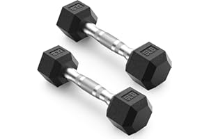 PAPABABE HEX Dumbbell Set 2.5-125lb, Rubber Encased Home Gym Dumbbells, Exercise & Fitness Weights Dumbbells for Women & Men, Hand Weight for Strength Training