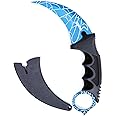 Dispatch Karambit Knife Fixed Blade Tactical Camping Tool, Outdoor Hunting Knife with Sheath and Cord, Suitable for Hiking, Adventure, Survival, Collection, Blue Pattern