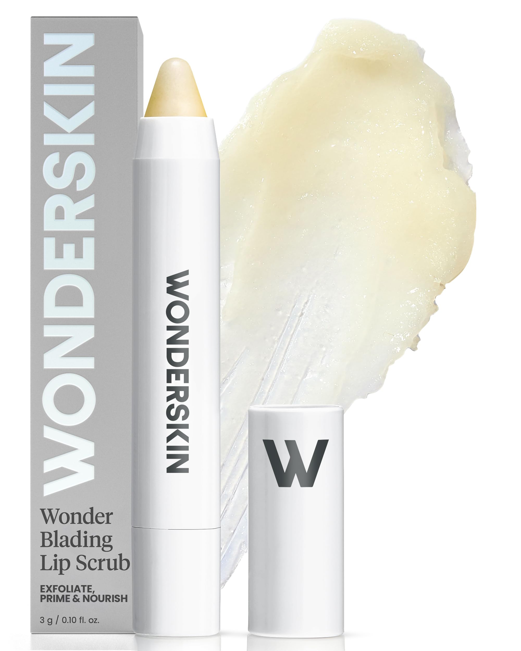 Wonderskin 3-in-1 Lip Scrub Exfoliator & Moisturizer, Lip Exfoliator Scrub, Hydrating Balm for Soft, Nourished, Flake-Free Lips with One-Step Prep, 0.10oz