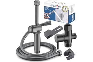 SonTiy Handheld Bidet Toilet Sprayer, Black Stainless Bidet Sprayer for Toilet, Cloth Diaper Sprayer with Backflow Preventer, Adjustable Water Pressure, Brass Hand Held Bidet Spray Attachment
