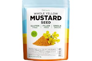 Gya Tea Co Whole Yellow Mustard Seed, 5.29 oz - Mild & Raw Mustard Seeds for Pickling, Seasoning, Brining & Making Ground Mustard - No Fillers or Additives, Comes in Resealable Bag, Non-GMO