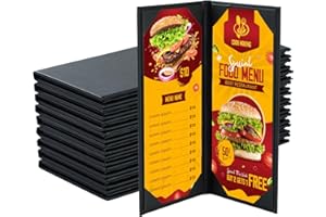 NATGAI 10 PCS 2 View Menu Covers 4.25" x 11", PU Leather Menu Cover Menu Holders, Waterproof Double View Restaurant Menu Covers, Fit for Restaurant Bar Cafe Hotel Wine List (2 View, 4.25"x11")