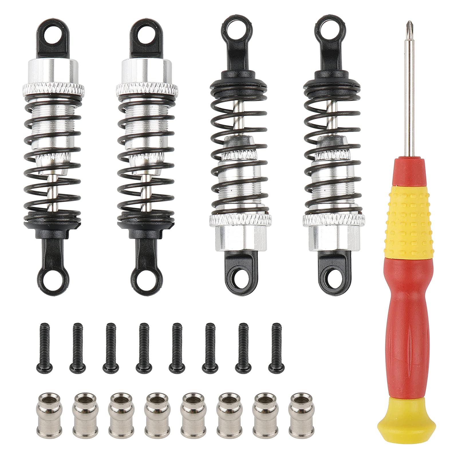 Pxyelec RC Car Parts Assembled Replacement A949-55 Silver Aluminum Shock Absorber for 1/18 WLtoys A959 RC Car A969 A979 K929, Pack of 4