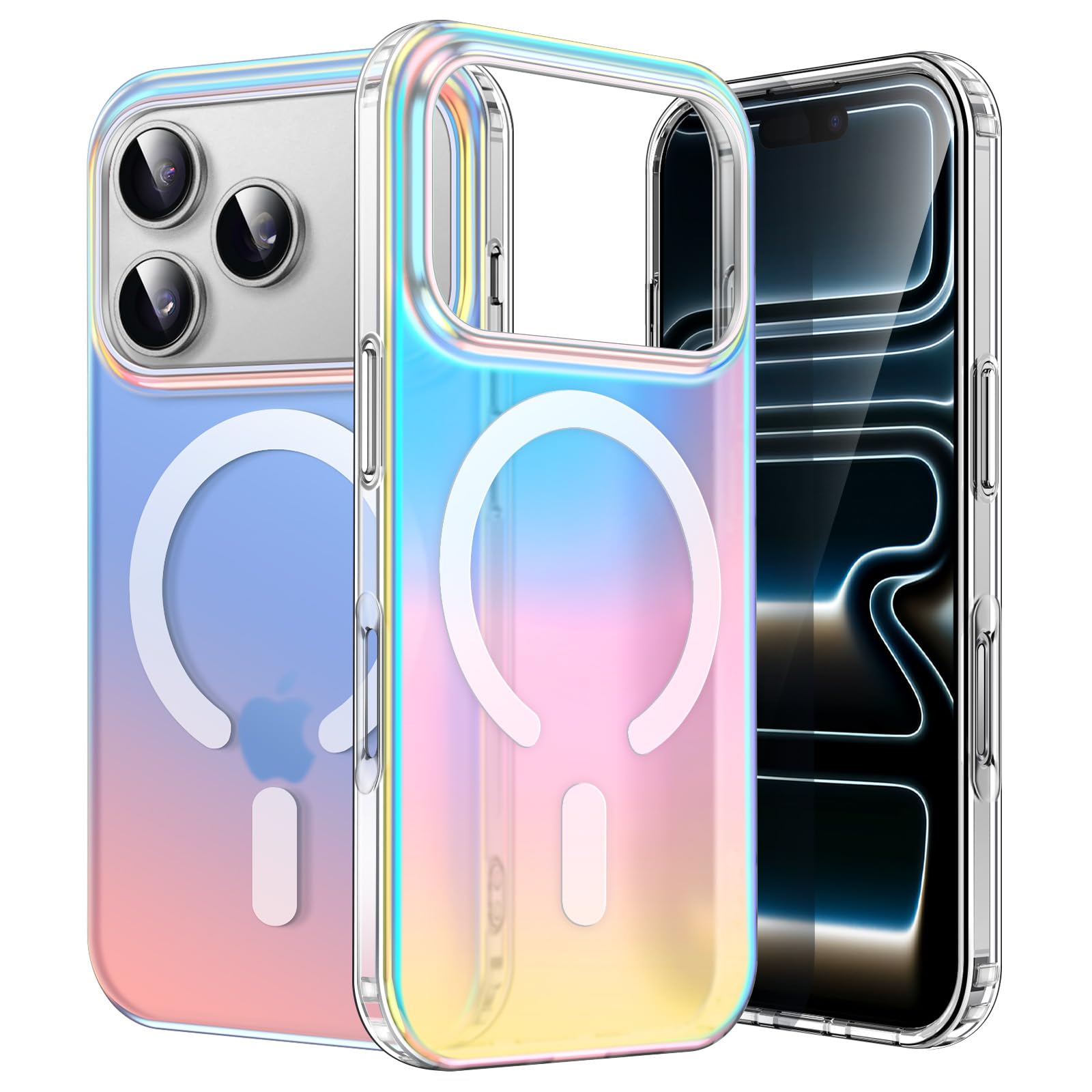 Photo 1 of JETech Iridescent Case for iPhone 17 Pro 6.3-Inch Compatible with MagSafe, Cute Unique and Aesthetic Design, Colorful Fluorescent Translucent Back Shockproof Phone Cover (Iridescent)