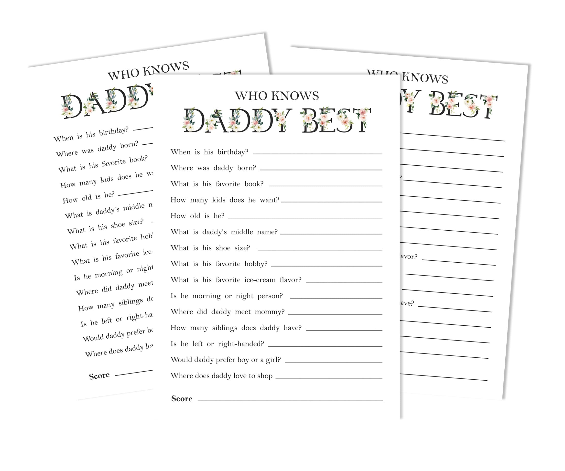Inkdotpot 50-Pack Who said it Knows Daddy Best Baby Shower Game Cards Gender Neutral Fun Activity Cards