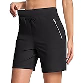MAGCOMSEN Women's High Waisted Hiking Golf Shorts with 4 Pockets 7" Lightweight Stretchy Athletic Running Summer Shorts