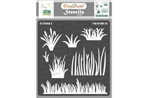 CrafTreat Grass Stencils for Painting on Wood, Canvas, Paper, Fabric, Floor, Wall and Tile - Grass Stencil - 6x6 Inches - Reusable DIY Art and Craft Stencils - Grass Camo Stencil