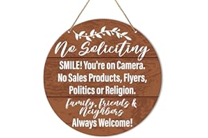 Muktoujaumai No Soliciting Sign, Farmhouse Round Hanging Sign Decor Do Not Disturb Wall Decorations Wood Sign for Door, Home, Porch, Housewarming Gift for New House Friend Family