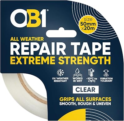 OB1 Clear All Weather Repair Tape 50mm x 20m Ultra Strong Waterproof