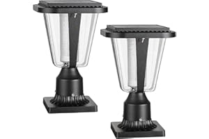 Lovus 2Pack Solar Post Light Fixture, Two Mounting Ways, Pole/Pier Mount 6000k Outdoor Solar Post Lamp Dusk to Dawn for Patio, Garden