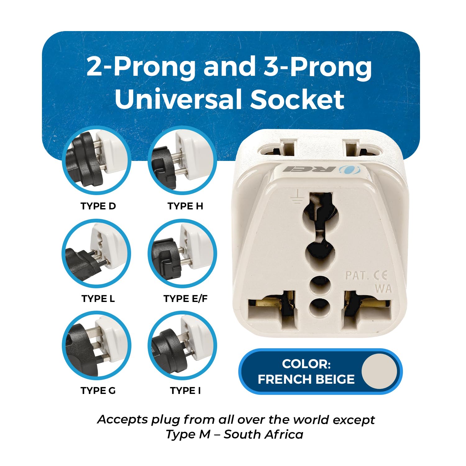 Orei Grounded Universal 2 in 1 Plug Adapter Type D for India and More