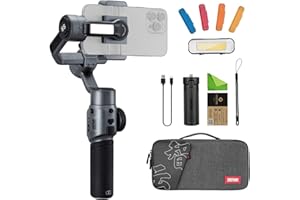 Zhiyun Smooth 5S Combo w/Magnetic Fill Light,Carrying Bag &Tripod,Gimbal Stabilizer for Smartphone 3-Axis Handheld Gimbal iPhone 14 13 Pro Max Plus 12 X Xs Xr Cell Phone zhi yun 5 Upgrade Gray