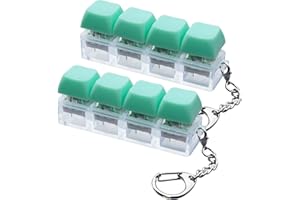 XIAWALANGZHUO 2 Pcs Keyboard Fidget Toy, Keyboard Fidget Keychain 4-in-1 Keyboard Decompression Button Finger Clicker Toys, Button Stress Relief Fidget Gifts for Adult to Relief Stress (Light Green)