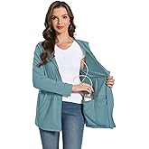 Meuponc Mastectomy Hoddies Jacket Coat with Drain Pockets Women Post Surgery Recovery Must Haves Long Sleeve Zip Up Shirts
