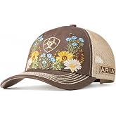 ARIAT Women's Vintage Flowers Embroidered Trucker Cap, Brown | Cream Mesh Back, Hook-and-Loop Closure, Daisy and Wildflower Design, One Size Fits Most, Western Everyday Wear