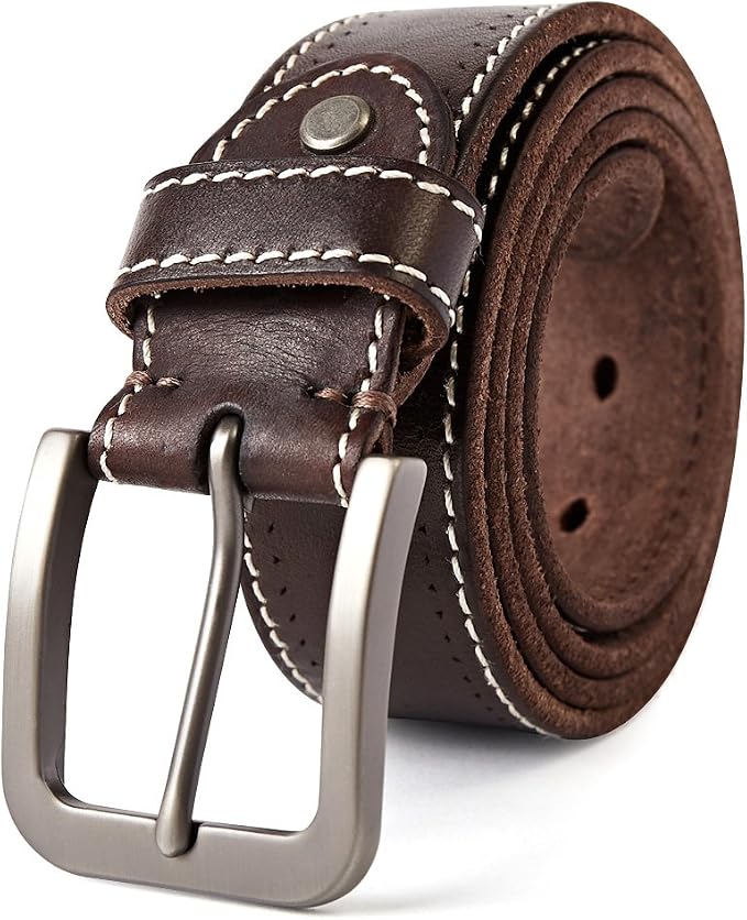 Cinturón De Cuero De Búfalo Para Hombre Y Mujer - Ancho 35 Mm, Ajustable Con Tornillo, Colores Negro Y Marrón, Hebilla Tradicional