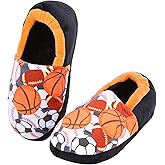 Little Kids Big Boys House Slippers, Kids Warm Slip On Home Slippers with Soft Memory Foam Cute Winter Nonslip Indoor Shark Dinosaur Soccer Dog Slippers