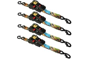 ANLU LOAD ANLULOAD Retractable Ratchet Strap(1.5in x 13ft),S Hook Retractable Tie Down Strap for Motorcycles, Boats,Atvs,Utvs.WLL1,102 Lbs,BS:2,204Lbs(4 Pack)