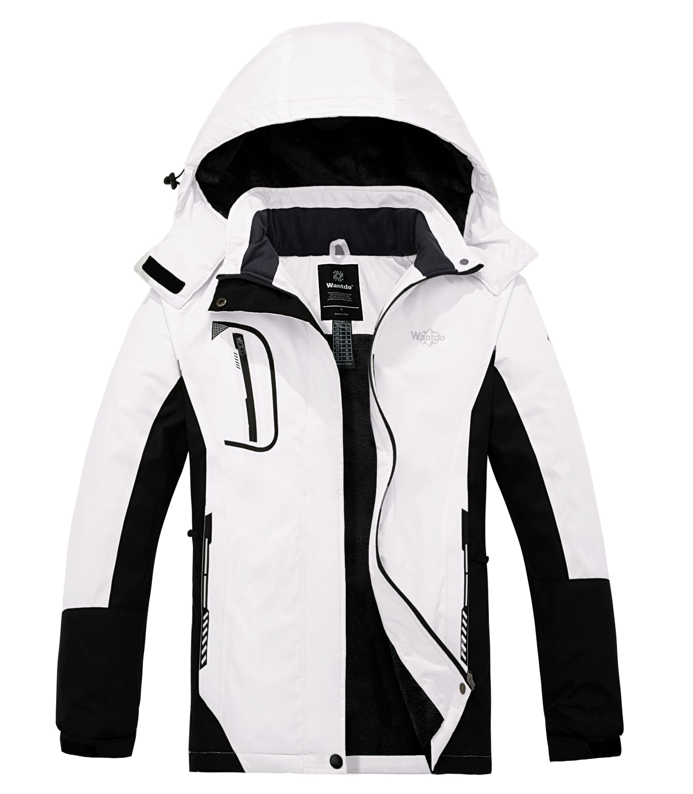 wantdo Women's Winter Warm Ski Jacket Outdoor Rain Jacket White & Black XX-Large Image