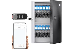 WeHere 32 Key Lock Box with Combination & Key Unlock, Key Cabinet Wall Mount with Key Tag Label, Key Holder Storage Lockbox for Store, Office, Apartment, School, App Key Directory ERP
