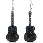 QUSIJIA Novelty Punk Music Renaissance Dangle Earrings Bass Electric Guitar Dangle Drop Earrings For Women