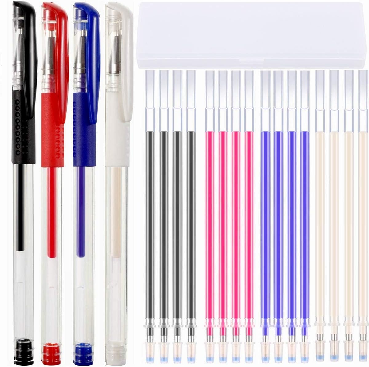 Heat Erasable Fabric Marking Pens with 16 Refills for Tailors Sewing, and Quilting Dressmaking, 4 Colors Heat Erasable Pens with Box