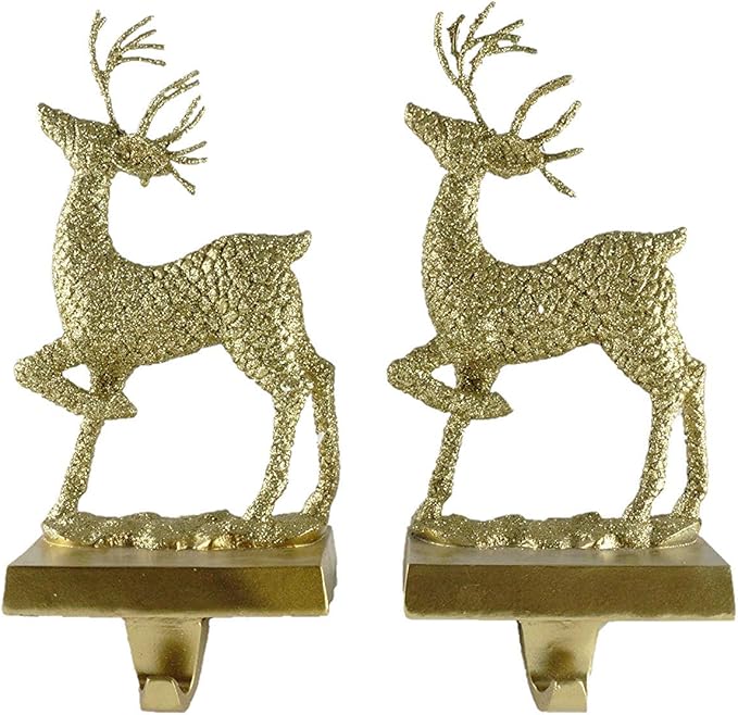 JWM Reindeer Glistening GoldColored Holiday Stocking