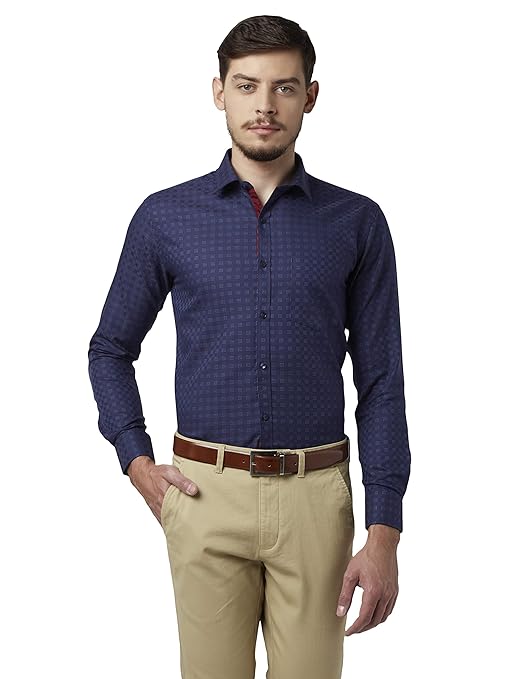 Buy Park Avenue Dark Blue Slim Fit Cotton Shirt at Amazon.in