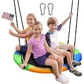 Juegoal 40 Inch Saucer Tree Swing, Large Rope Swing with Children Swing Platform Bonus Carabiner for Hanging Rope Outdoor