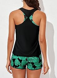 Aleumdr 3 Piece Athletic Tankini Swimsuits for