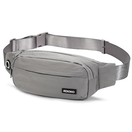 Waterproof Fanny Pack For Women & Men - Lightweight Crossbody Waist Bag With 4 Pockets For Running, Travel, Hiking (Silvery Grey)