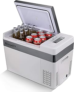 BougeRV Portable Car Freezer 12v Car Refrigerator Car Fridge 30 Quart Compressor Freezer,12/24V DC 110~240 Volt AC,-7?~50? for Truck RV SUV