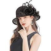 TLMNU Organza Fascinator Hat - Women’s Wide Brim Church Bridal Tea Party Wedding Hat