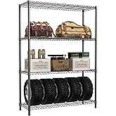 IZEUK 1400 LBS Garage Black Shelving Wide Storage Shelves 4 Tier Adjustable Heavy Duty Metal Wire Rack Standing Shelf Unit for Kitchen Office College Dorm Garage Warehouse 15.8" x 45.8"x 59.4"