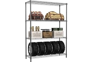IZEUK Garage Shelving Unit Industrial Storage Rack 4 Tier Adjustable Storage Shelves Organizer 1400 LBS Heavy Duty Metal Shel