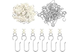 Jeffdad 60pcs Curtain Track Hooks Set, Curtain Hooks Gliders Curtain Rollers Steel Glider Curtain Gliders for All Standard Rails(30 Pcs Large Curtain Gliders,30pcs Metal Curtain Hooks)