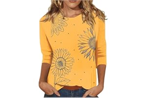 MAMIDAY 2024 Floral Printed Tops for Women Trendy 3/4 Sleeve Shirts Loose Fit Casual Dressy Blouses Soft Color Block Tees