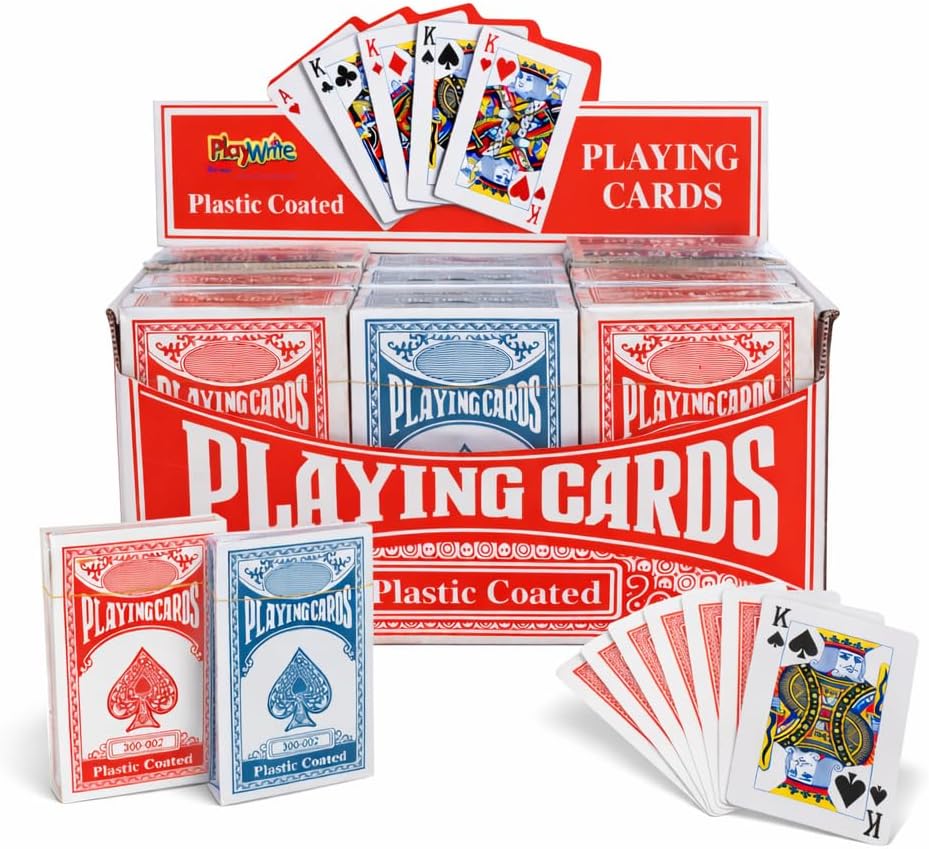 Playwrite 12 Deck Value Pack Playing Cards Plastic Coated Poker Size