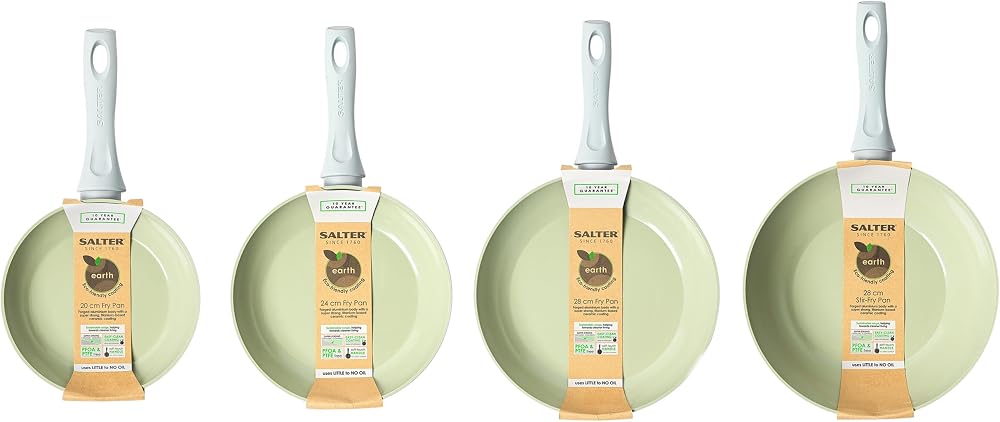Salter Earth Frying Pan & Stir Fry Set 4-Piece Ceramic Non-Stick PFAS-Free