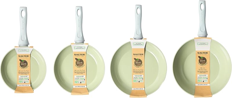 Salter Earth Frying Pan & Stir Fry Set 4-Piece Ceramic Non-Stick PFAS-Free