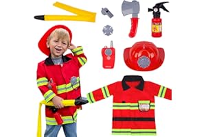 Liberry Fireman Costume for Kids 3 4 5 Years Old, Firefighter Tools with Fire Extinguisher, Pretend Play Toy Gift for Toddler Boys & Girls