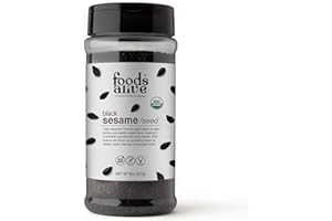 Foods Alive Organic Black Sesame Seeds, 8oz Shaker Jar, Raw, Unhulled, Kosher, Gluten Free, Keto