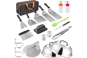 zycBernoi Griddle Accessories Kit, 20 PCS Flat Top Grill Accessories for Blackstone Camp Chef, Metal Spatula Set with Burger 
