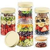 Yirilan 4 Pack Salad Jars with Dressing Container -32OZ Glass Salad Leakproof container for Fresh Lunch with 2 Built-In Compartments for Wet/Dry Separation, Mason Jar Salad Containers