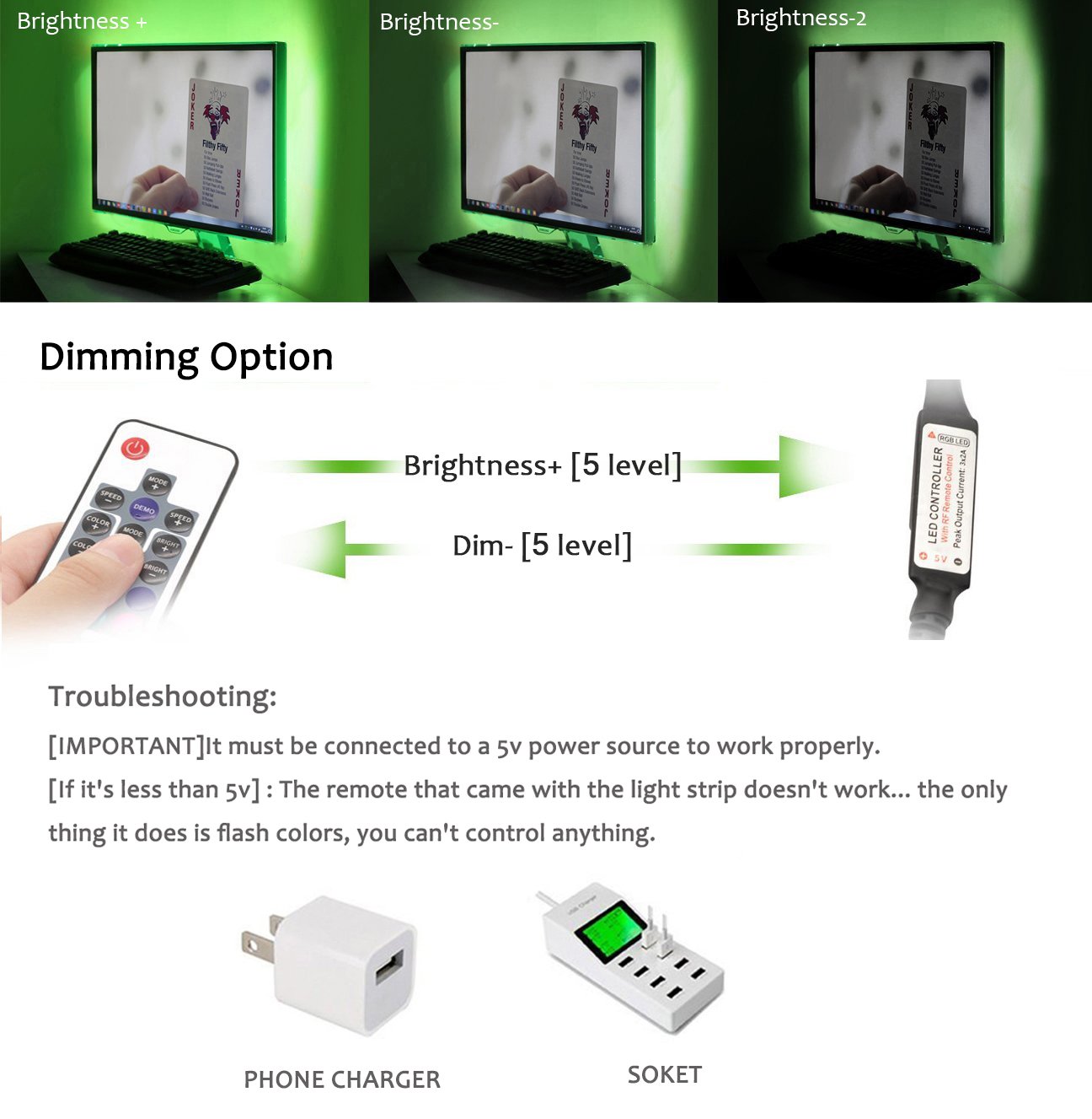 TV Colorful Backlight,USB LED Lighting Strip for Bias Lighting HDTV,Flexible Neon LED Lights 6.5ft/2M with Remote Control Decorate for Desktop PC,Tender Light Background Lighting Kit